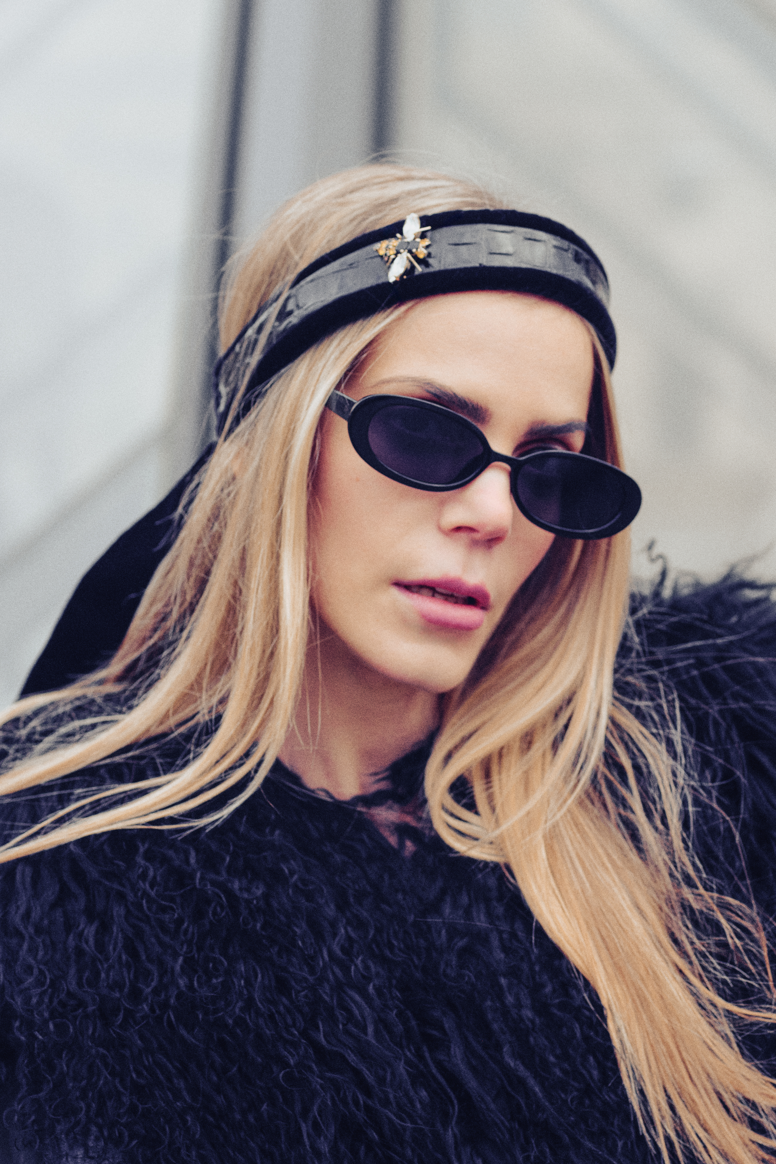 Crocodile Print Leather Bee Headband