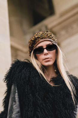 Golden Sequin Cashmere Beret