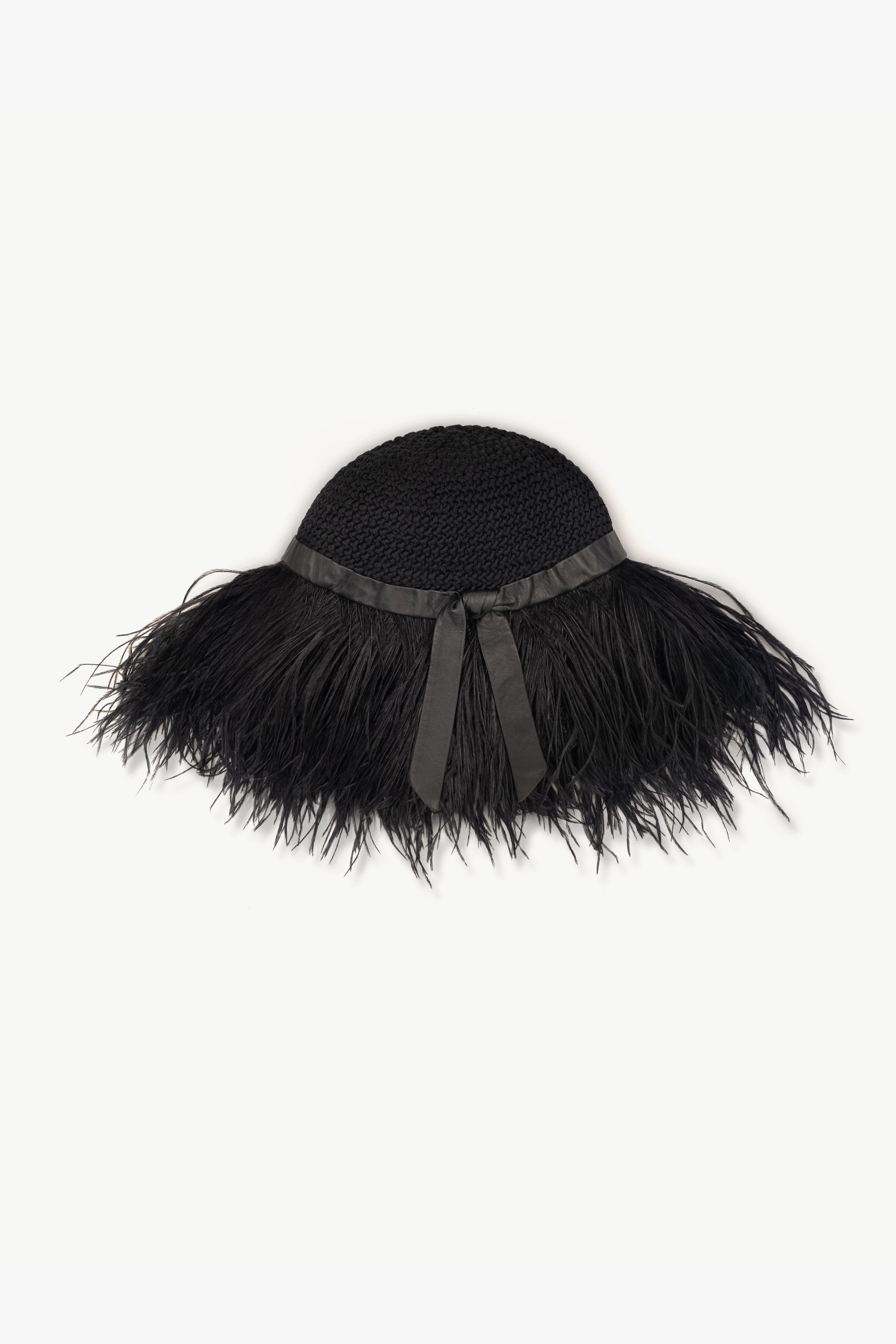 Feather Silk Wide-Brim Hat