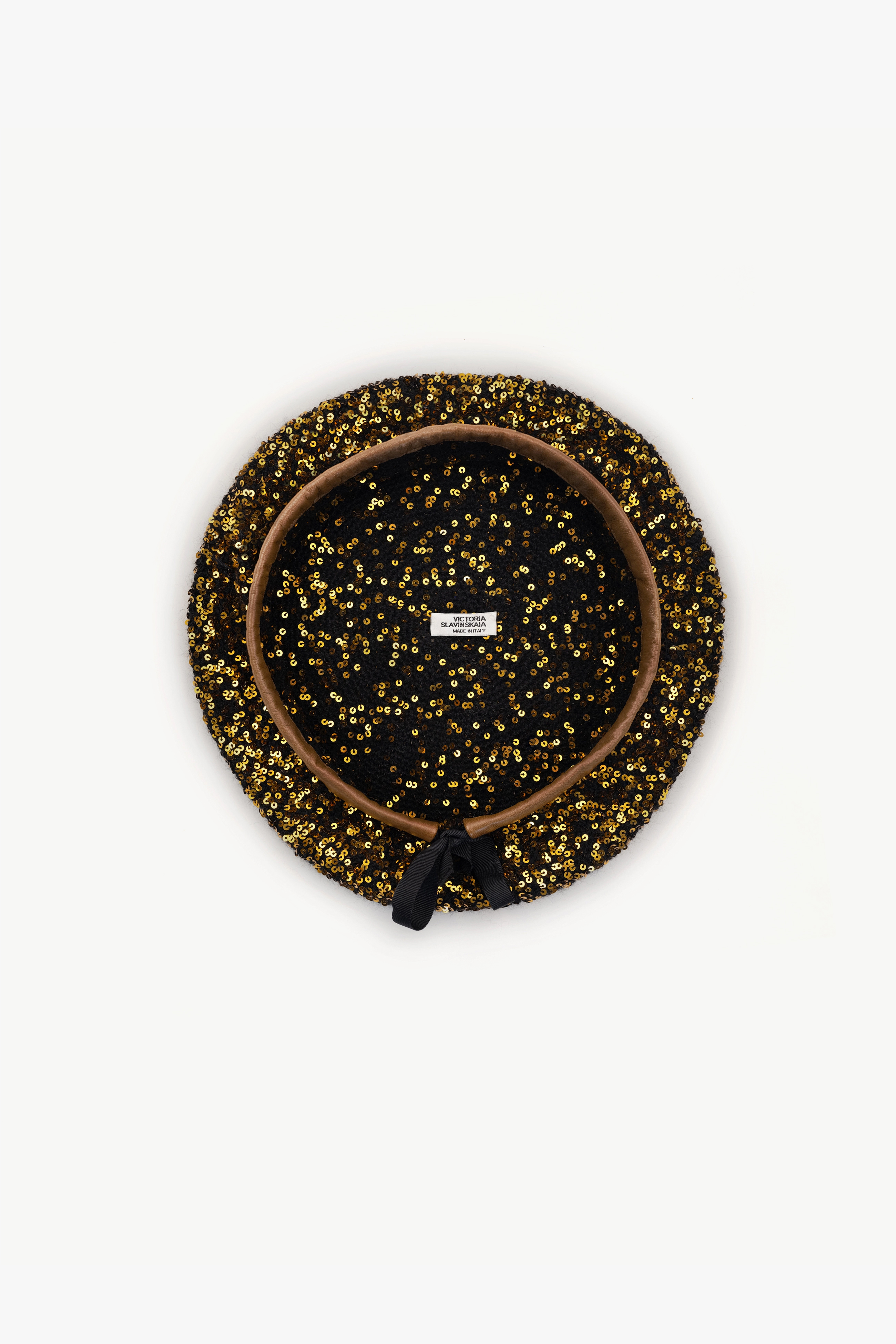 Golden Sequin Cashmere Beret