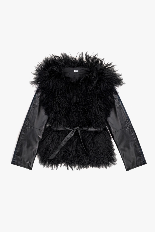 Shearling Jacket with Leather Sleeves