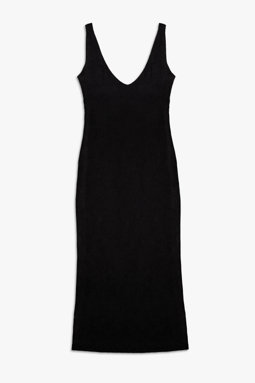 Langes Kleid mit V-Ausschnitt und offenem Rücken