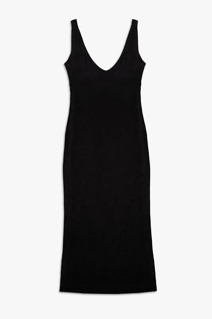 Langes Kleid mit V-Ausschnitt und offenem Rücken