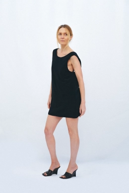 Silk Puffer Dress with Open Back