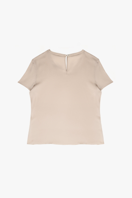 Camiseta de seda con cuello redondo