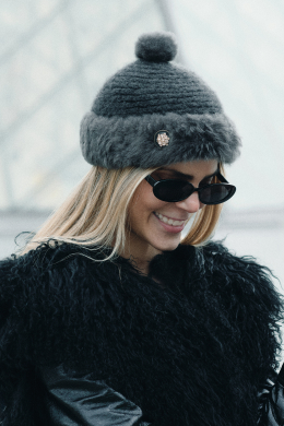 Shearling Cashmere Pom Pom Hat
